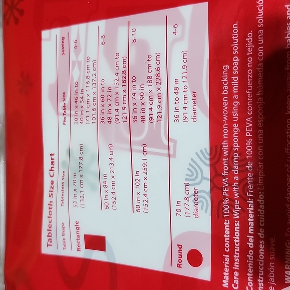 HOLIDAY TIME GRAPHIC VINYL TABLECLOTHS SET-OF-3 ROUND & RECTANGLE BUNDLE - Picture 12 of 15